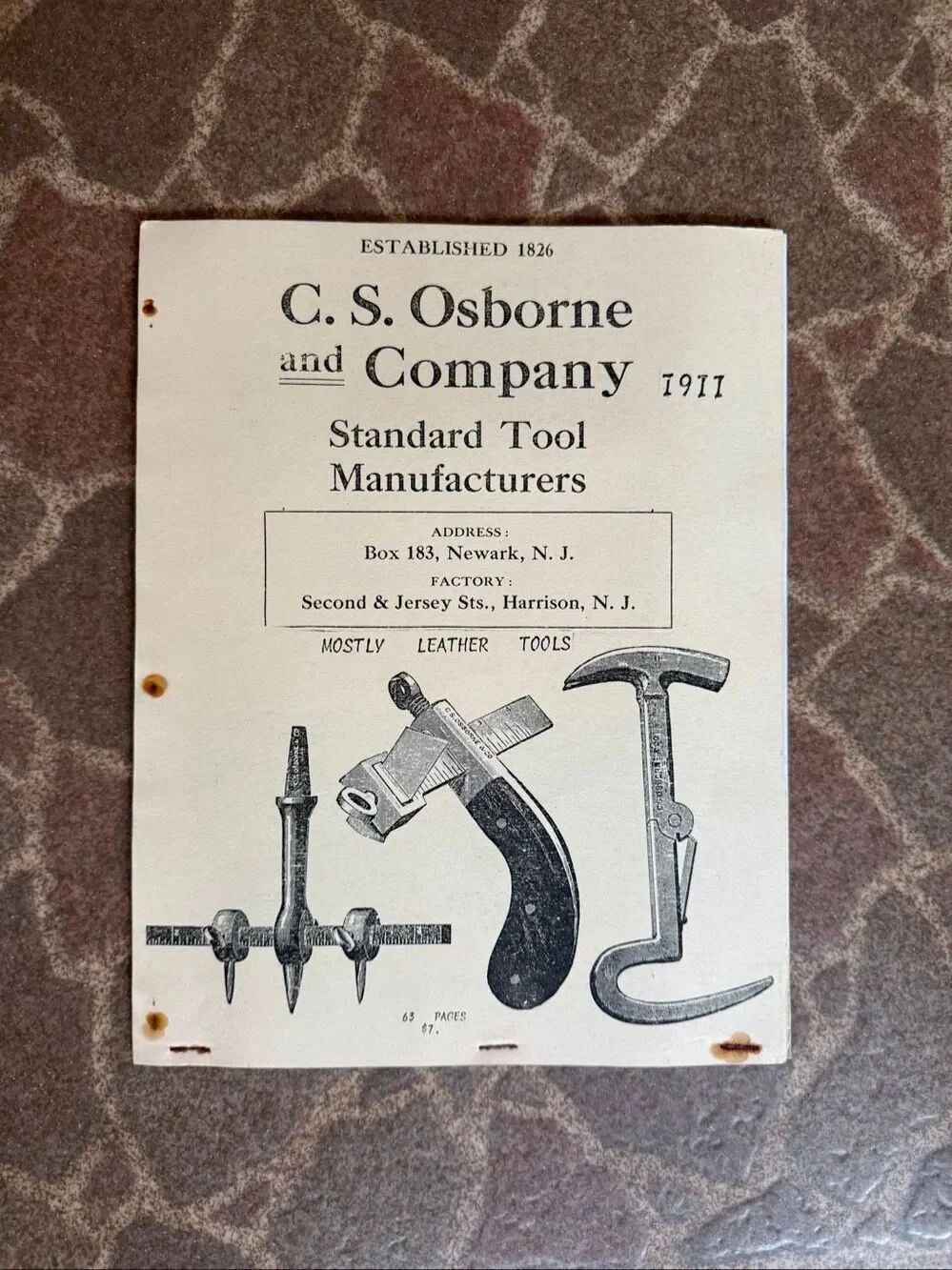 Vintage CS Osborne Co 1911 Tool Catalog Supplies Replica